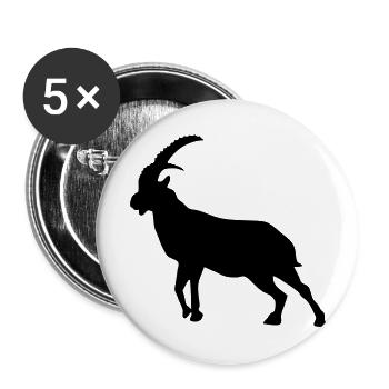steinbock steinbock silhouette tier berg - Buttons groß 56 mm (5er Pack) - Weiß - Vorne