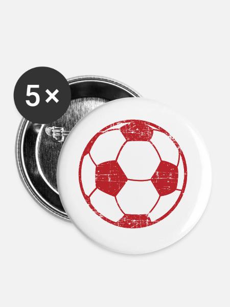 Fussball Ball Geschenk - Buttons groß 56 mm (5er Pack) - Weiß