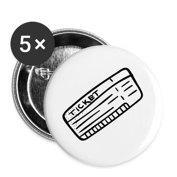 Flughafen Flugticket Flugbegleiter Geschenk Idee - Buttons groß 56 mm (5er Pack) - Weiß - Vorne