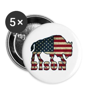 Etats-Unis Bison / Drapeau cadeau Western Buffalo - Lot de 5 grands badges (56 mm) - blanc - Devant