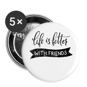 Beste Freunde Leben - Buttons groß 56 mm (5er Pack) - Weiß - Vorne