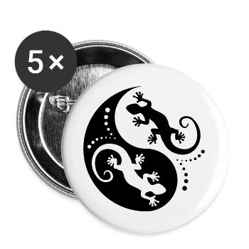 YIN & YANG Geckos black - Buttons groß 56 mm (5er Pack) - Weiß - Vorne
