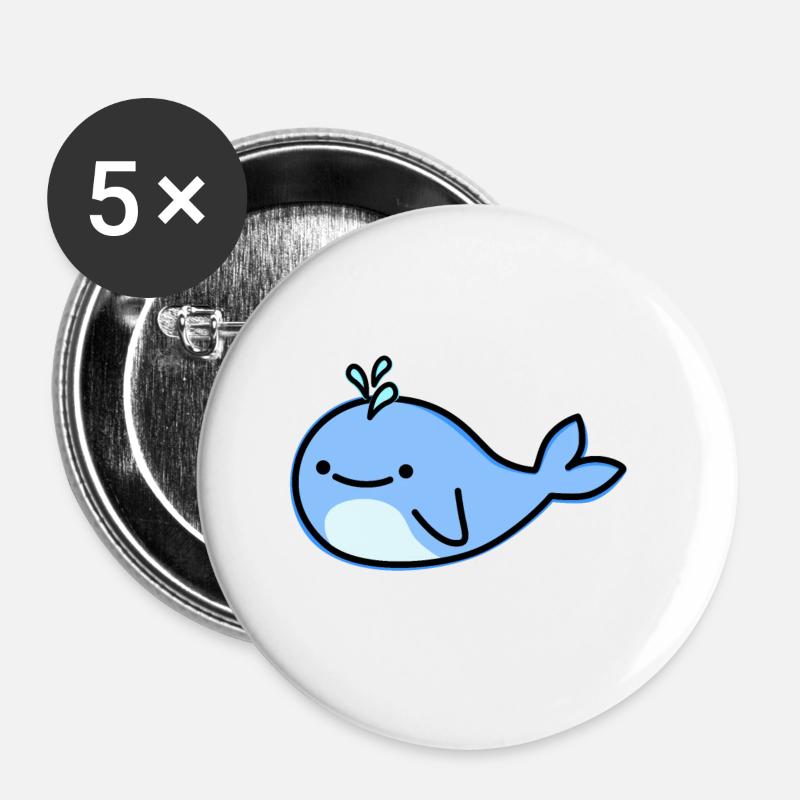 Cute whale - Buttons large 2.2''/56 mm (5-pack) - white
