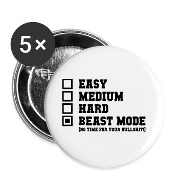 Easy Medium Hard Beast Fashion Gift - Buttons large 2.2''/56 mm (5-pack) - white - Front