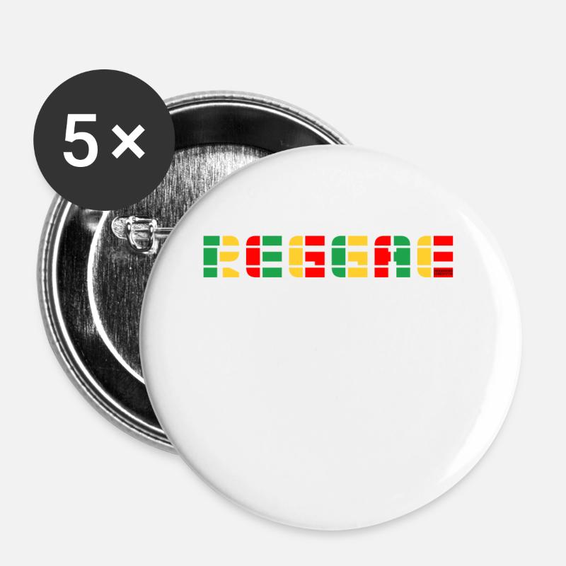 Reggae Color Block Logo - Buttons large 2.2''/56 mm (5-pack) - white