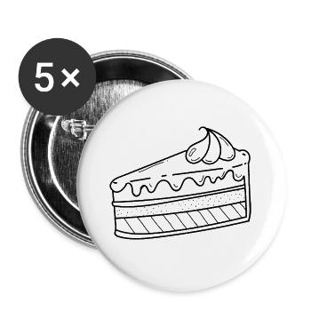 Pie piece of coffee and cake Coffee break icon - Buttons large 2.2''/56 mm (5-pack) - white - Front