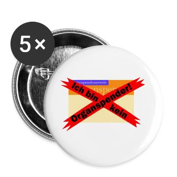 Kein Organspender - Buttons groß 56 mm (5er Pack) - Weiß - Vorne