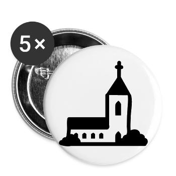 Kirche - line - Buttons groß 56 mm (5er Pack) - Weiß - Vorne