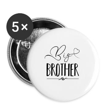 Großer Bruder Geschenk - Buttons groß 56 mm (5er Pack) - Weiß - Vorne
