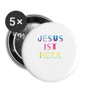 Jésus est Seigneur, sauve, Christ, Seigneur, Dieu, Bible - Lot de 5 grands badges (56 mm) - blanc - Devant