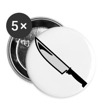 Couteau - Lot de 5 grands badges (56 mm) - blanc - Devant