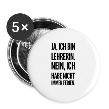 Geschenke für Lehrer Lehrerin T-Shirts Schule - Buttons groß 56 mm (5er Pack) - Weiß - Vorne