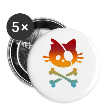 Cat pirate bone kids t shirt - Buttons large 2.2''/56 mm (5-pack) - white - Front