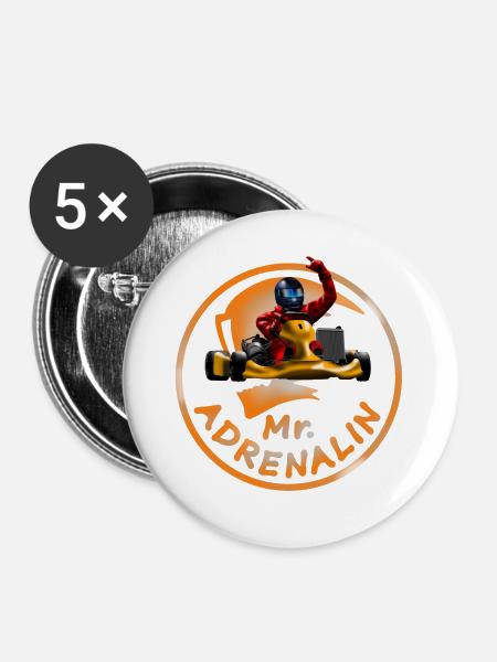 Karting Mr. Adrenalin - Buttons groß 56 mm (5er Pack) - Weiß