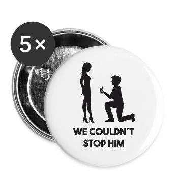 Junggesellenabschied Lustig Spruch Hochzeit Party - Buttons groß 56 mm (5er Pack) - Weiß - Vorne