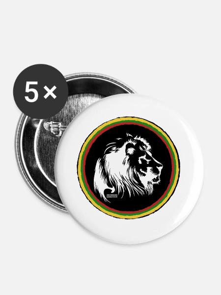 Rasta Farbkreis Ring - Buttons groß 56 mm (5er Pack) - Weiß