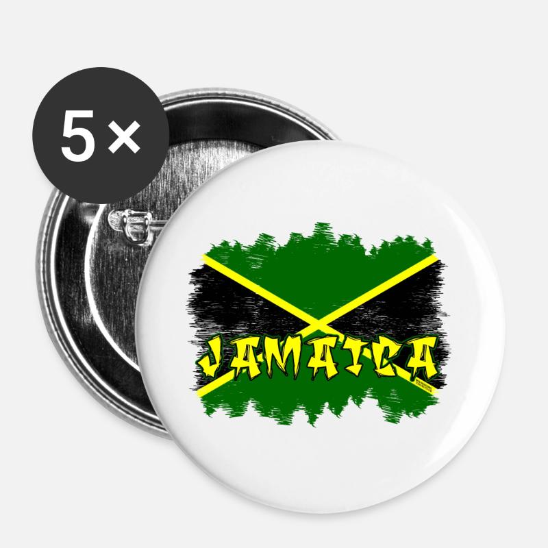 Jamaica Graffiti Flag Design - Buttons large 2.2''/56 mm (5-pack) - white