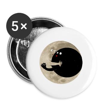 moon kissing cute lune bisous l'univers - Lot de 5 grands badges (56 mm) - blanc - Devant
