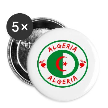 Algerien Kreis mit Nationalflagge Geschenk Algier - Buttons groß 56 mm (5er Pack) - Weiß - Vorne