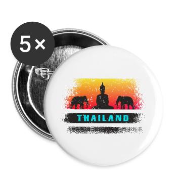 Thailand / Buddha / Elefanten / Geschenk / Siam - Buttons groß 56 mm (5er Pack) - Weiß - Vorne