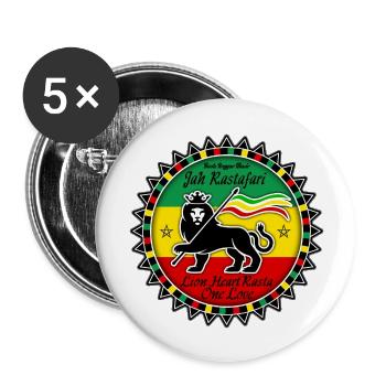 jah rastafari lion heart rasta - Lot de 5 grands badges (56 mm) - blanc - Devant