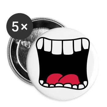 mund schreien grosses maul bruellen comic cartoon - Buttons groß 56 mm (5er Pack) - Weiß - Vorne