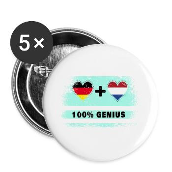 Allemagne et Pays-Bas 100 % génial / cadeau - Lot de 5 grands badges (56 mm) - blanc - Devant