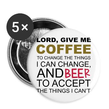 Coffee & Beer - Buttons large 2.2''/56 mm (5-pack) - white - Front