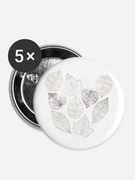 blätter - Buttons groß 56 mm (5er Pack) - Weiß