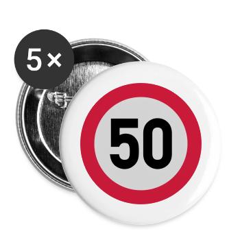 50_schild_f3 - Buttons groß 56 mm (5er Pack) - Weiß - Vorne