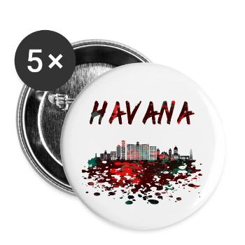Havanna Skyline / Kuba Geschenk Stadt Karibik - Buttons groß 56 mm (5er Pack) - Weiß - Vorne