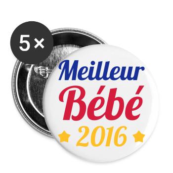 Meilleur Bébé 2016 | Naissance - Lot de 5 grands badges (56 mm) - blanc - Devant