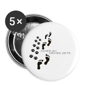 Hunde Pfote Immer an Meiner Seite Geschenk - Buttons groß 56 mm (5er Pack) - Weiß - Vorne