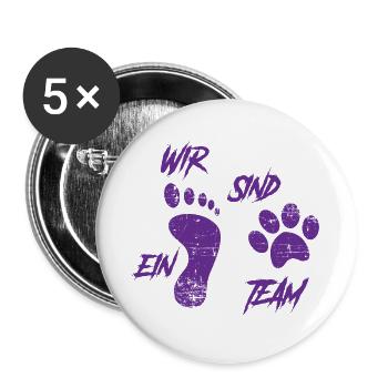 Team Teamwork Hunde Hundehalter Geschenk - Buttons groß 56 mm (5er Pack) - Weiß - Vorne