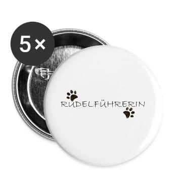 Rudelfuehrerin Hunde Spruch Hundehalter Geschenk - Buttons groß 56 mm (5er Pack) - Weiß - Vorne