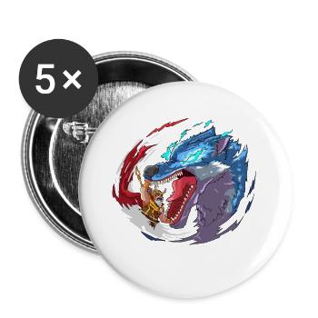 Viking Fenrir Dieu loups combat mythologique nordique - Lot de 5 grands badges (56 mm) - blanc - Devant