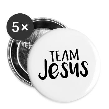 team jesus - Buttons large 2.2''/56 mm (5-pack) - white - Front
