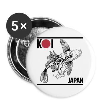 Koi carp gift Japan Tancho flag tshirt - Buttons large 2.2''/56 mm (5-pack) - white - Front