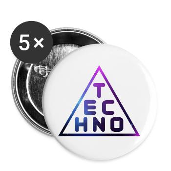 Techno Music Music DJ Gift - Buttons large 2.2''/56 mm (5-pack) - white - Front