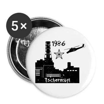 Atomkraftwerk Tschernobyl 1986 Geschenk - Buttons groß 56 mm (5er Pack) - Weiß - Vorne