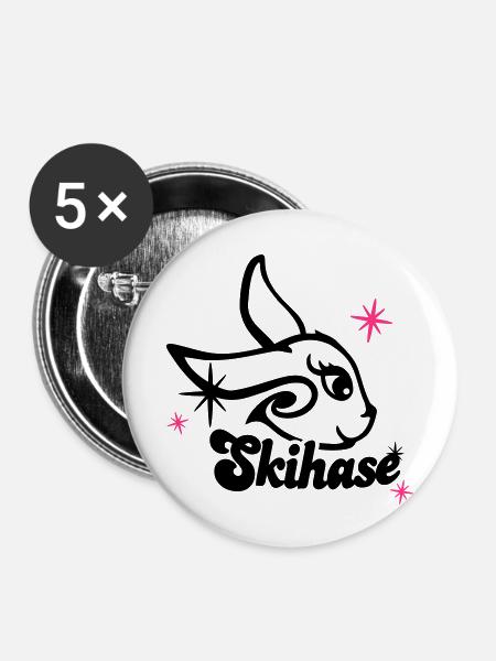 skihase_candi_2c - Buttons groß 56 mm (5er Pack) - Weiß