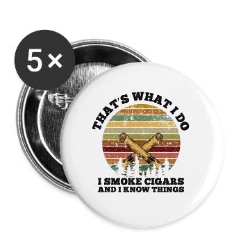 Cigar Nature Wilderness Vintage Gift - Buttons large 2.2''/56 mm (5-pack) - white - Front