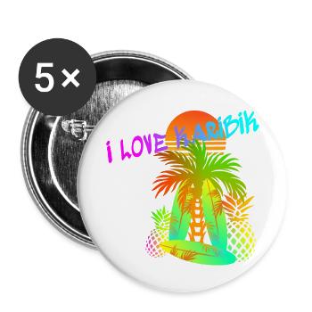 Karibik Liebe - Buttons groß 56 mm (5er Pack) - Weiß - Vorne