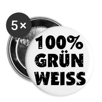 Steiermark - 100 Prozent Grün Weiß - Buttons groß 56 mm (5er Pack) - Weiß - Vorne