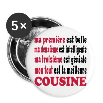 LA MEILLEURE COUSINE 111 - Buttons groß 56 mm (5er Pack) - Weiß - Vorne
