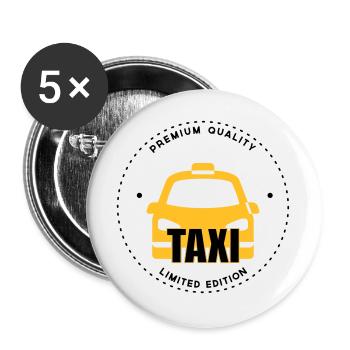 Taxi - Lot de 5 grands badges (56 mm) - blanc - Devant