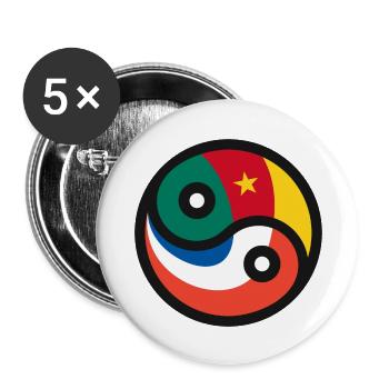 Yin & Yang - Frankreich & Kamerun - Buttons groß 56 mm (5er Pack) - Weiß - Vorne