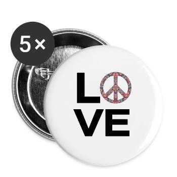 Hippie Sign T-Shirts | 60s gift idea - Buttons large 2.2''/56 mm (5-pack) - white - Front