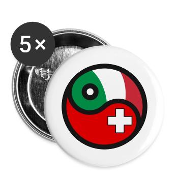 Yin & Yang - Suisse & Italie - Lot de 5 grands badges (56 mm) - blanc - Devant