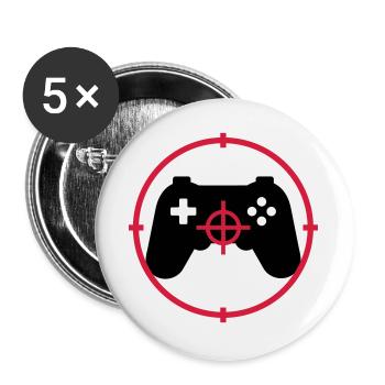 Gamer / Gaming - Lot de 5 grands badges (56 mm) - blanc - Devant